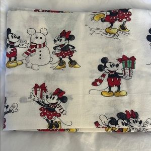 Flat sheet only! Pottery Barn Kids Disney Mickey Christmas Queen size